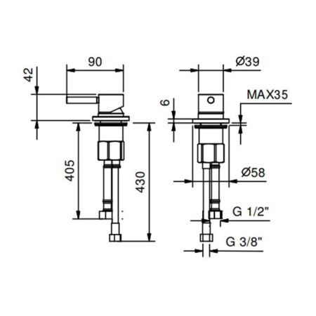 Управление на борт ванны Fantini Nostromo 50 13 E895