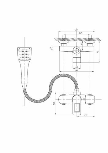 Смеситель для ванны и душа FAUZT FZs-W17 настенный белый - фото 4
