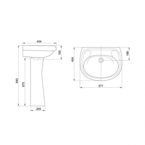 Раковина из сантехнического фарфора Santeri Воротынский 131117S0000B0 60х40 подвесная цвет белый без отверстий под смеситель - фото 3