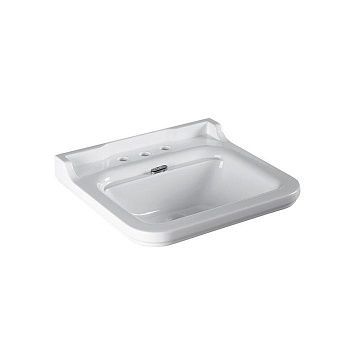 Раковина из сантехнического фарфора Kerasan Waldorf 4140K1bi/cr*3 60х60 подвесная цвет белый/хром 3 отверстия под смеситель