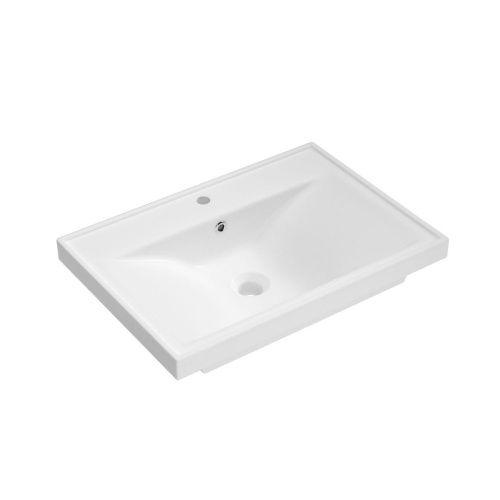Раковина из сантехнического фарфора Wellsee FreeDom 151104000 70х50 подвесная цвет белый 1 отверстие под смеситель - фото 2