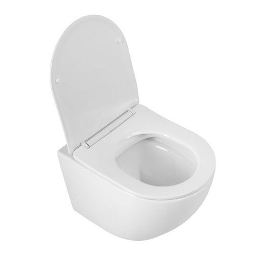 Унитаз подвесной BelBagno SFERA-R BB046CHR/SC белый с сиденьем микролифт безободковый каскадный смыв - фото 2