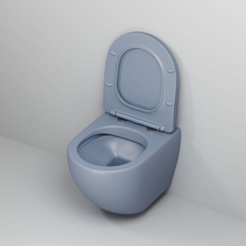 Унитаз подвесной Grossman Color GR-4455BSMS-21 голубой с сиденьем безободковый каскадный смыв - фото 4