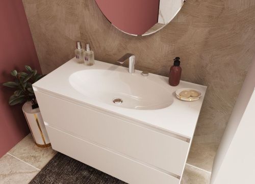 Раковина из искусственного камня Эстет Мальта Люкс ФР-00014944 100х50 накладная цвет белый 1 отверстие под смеситель - фото 4