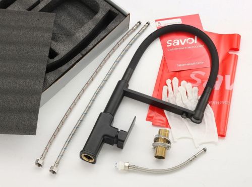 Смеситель для кухни Savol S-L1808H-01 на столешницу черный - фото 3