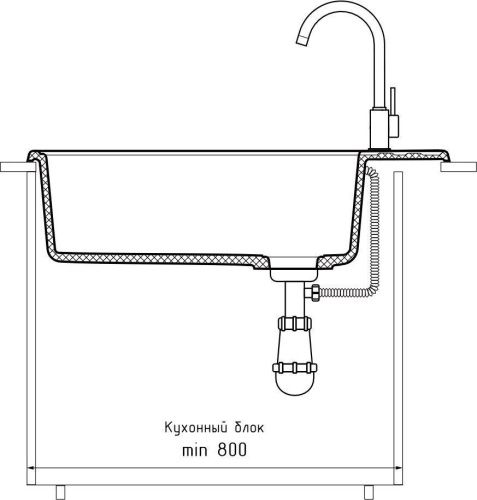 Кухонная мойка Granfest Quarz 51 серый 75х50 цвет серый поверхность матовая - фото 4