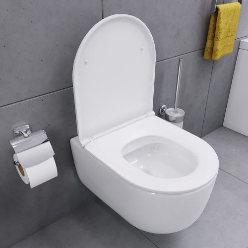 Унитаз подвесной Damixa Sirius DX86C1700SC белый с сиденьем микролифт безободковый каскадный смыв - фото 3