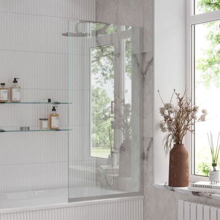 Душевая шторка на ванну Reflexion Fix RX14070CСR-09 70х140 стекло прозрачное профиль хром ориентация универсальная