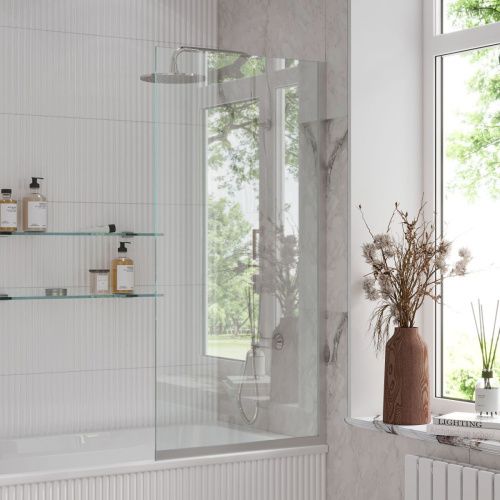 Душевая шторка на ванну Reflexion Fix RX14070CСR-09 70х140 стекло прозрачное профиль хром ориентация универсальная - фото 2