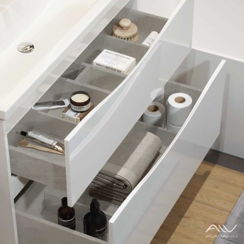 Тумба с раковиной Alavann Tess ALV1010000 100х50 подвесная цвет белый - фото 2