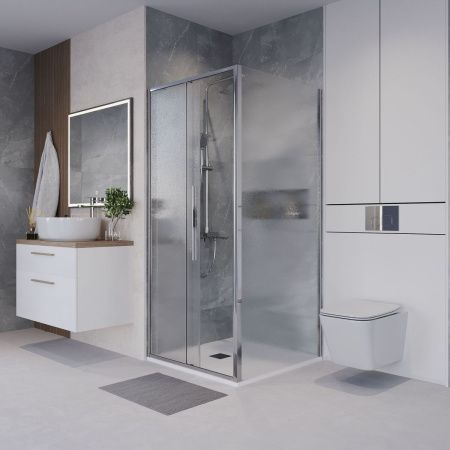 Боковая стенка Niagara Nova NG-CH100-34 100х195 стекло шиншилла профиль хром