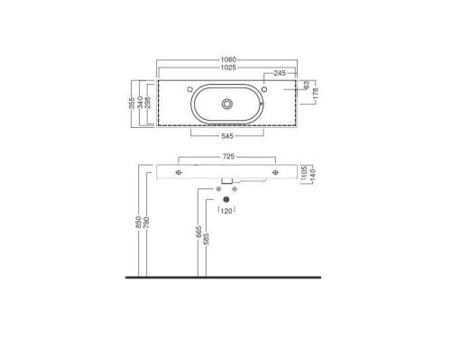 Раковина из сантехнического фаянса Hatria AREA Y0Q901 110х40 подвесная цвет белый - фото 2
