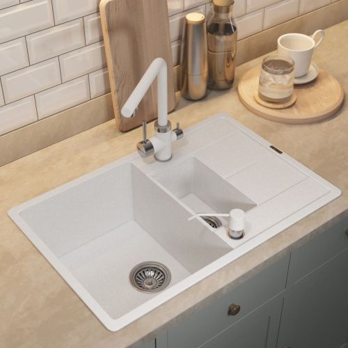 Кухонная мойка Uperwood Quartz Premium UPD-05 3910202116 80х50 цвет белый поверхность матовая - фото 3