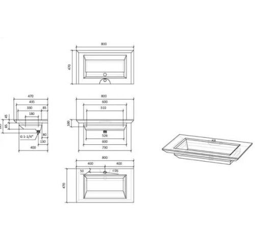 Раковина Jorno INCLINE Inc.08.80/P/Bet/JR полувстраиваемая цвет серый - фото 3