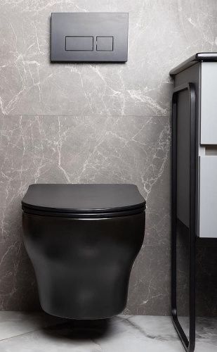 Унитаз подвесной Boheme Fiore 978-SET-B цвет черный с сиденьем микролифт безободковый смыв торнадо - фото 3