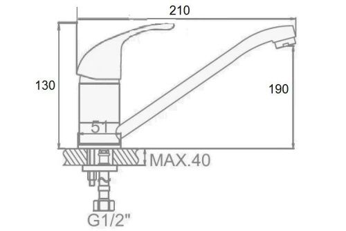 Смеситель для кухни D-Lin D154601 на мойку хром - фото 2
