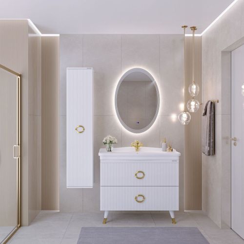 Шкаф-пенал Grossman Атрио 303509 40х160 подвесной цвет белый - фото 3