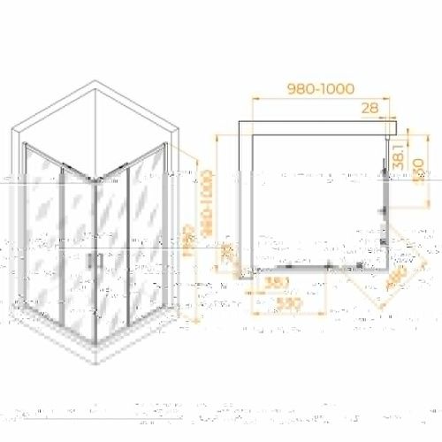 Душевой уголок RGW Passage 03083900-11 100х100 стекло прозрачное профиль хром без поддона - фото 2