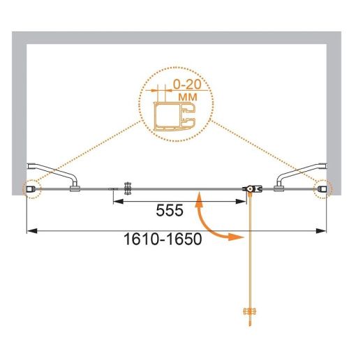 Душевая дверь Cezares ELENA ELENA-W-B-13-80+60/30-C-Cr 165х195 стекло прозрачное профиль хром - фото 4