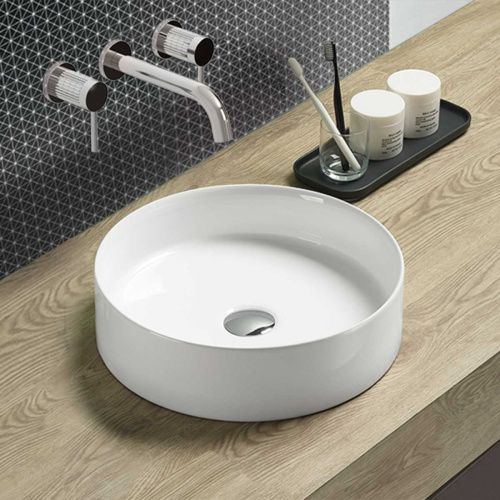 Раковина из сантехнического фарфора Vincea VBS-216 40х40 накладная цвет белый без отверстий под смеситель - фото 3