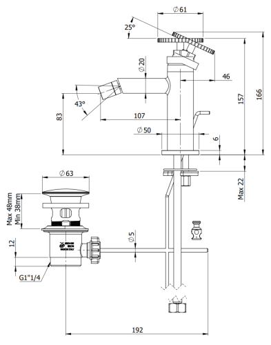 Смеситель Remer Chrono CH20 на биде хром - фото 2