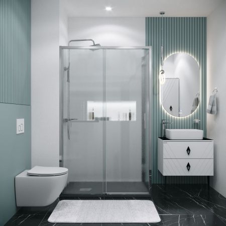 Душевой уголок Grossman Style 120.K33.05.1310.10.02 130х100 стекло шиншилла профиль хром без поддона