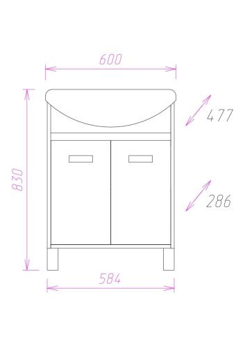 Тумба под раковину Onika Гамма 106080 60х30 подвесная - фото 3