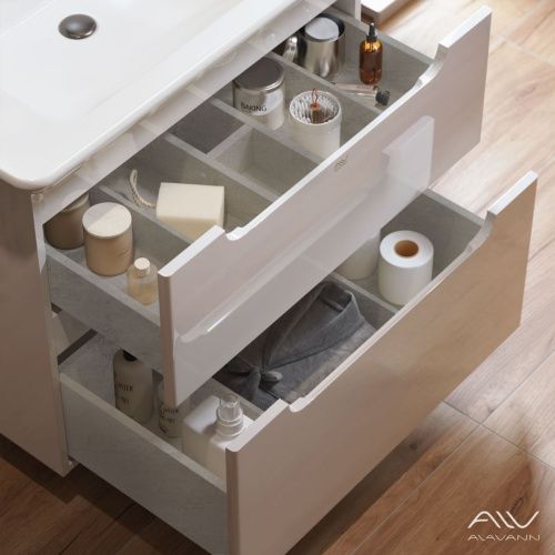 Тумба с раковиной Alavann Berta ALV0971000 90х50 подвесная цвет белый - фото 2