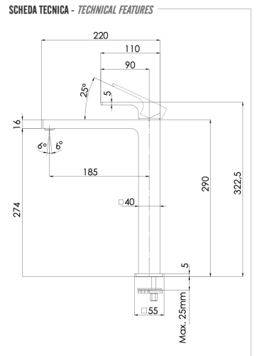 Смеситель Remer Absolute AU10L на раковину хром - фото 2