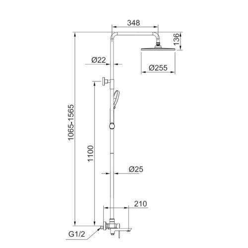 Душевая стойка Raglo R03 R03.24.03 настенная цвет золото - фото 2