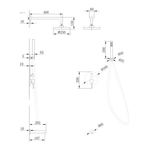 Душевая система Abber AF8817G встраиваемая в стену цвет золото с термостатом - фото 3