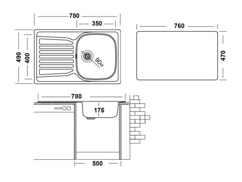 Кухонная мойка Ukinox Комфорт COP780.490 -GT8K 2L 80х50 цвет хром поверхность полированная - фото 3