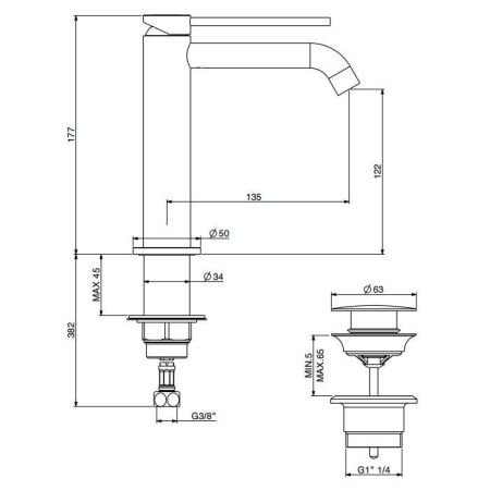 Смеситель Gattoni CIRCLE TWO 9142/91NS на раковину никель
