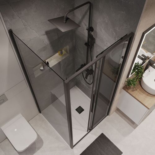 Боковая стенка Niagara Nova NG-TB100-34 100х195 стекло тонированное профиль черный - фото 3