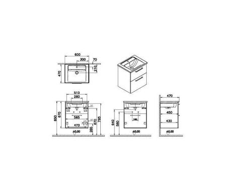 Тумба с раковиной Vitra Root 68271 60х50 подвесная цвет коричневый - фото 2