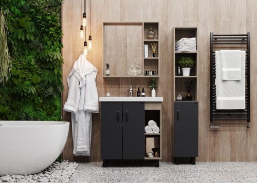 Тумба под раковину Onika Тимбер 108053 80х50 напольная цвет серый/коричневый - фото 4