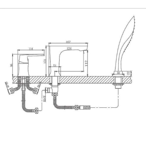 Смеситель Haiba HB804 HB80804 на борт ванны белый/хром - фото 3