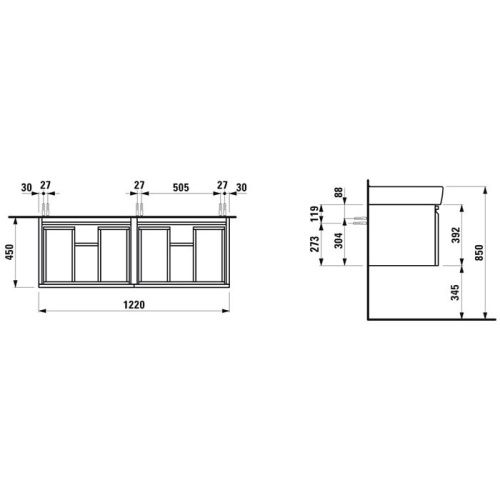 Тумба под раковину Laufen Pro 4.8308.2.095.485.R 120х50 подвесная цвет белый - фото 2