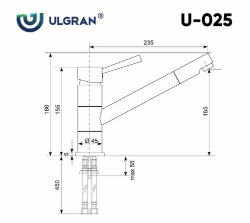 Смеситель для кухни Ulgran Classic U-025-345 на мойку коричневый - фото 2