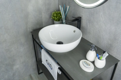 Раковина керамическая Gid Esfera 51103 40х40 накладная цвет белый без отверстий под смеситель - фото 5