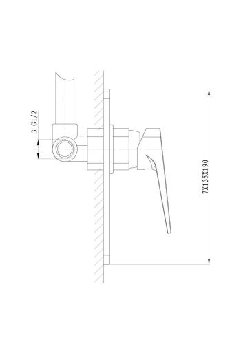 Смеситель для душа Wonzon & Woghand Athens WW-084700-CR встраиваемый в стену хром - фото 2