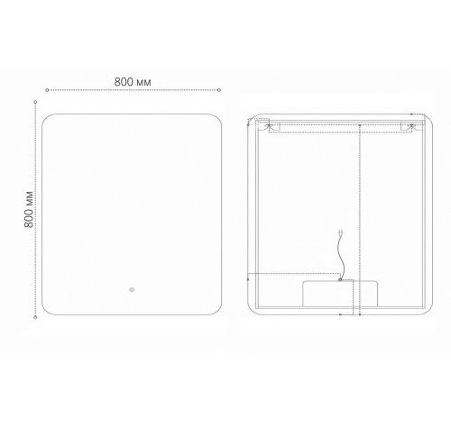 Зеркало с подсветкой и антизапотевателем Grossman ELEGANS-норма BLACK 1780802 80х80 подвесное - фото 4