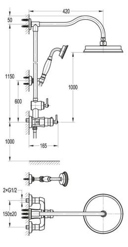 Душевая стойка Cezares LIBERTY LIBERTY-F-CD-T-01 настенная цвет хром - фото 2