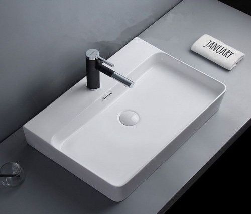 Раковина из сантехнического фаянса CeramaLux D1338 60х40 накладная цвет белый 1 отверстие под смеситель - фото 5