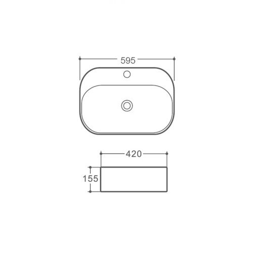 Раковина из сантехнического фарфора Vincea VBS-306 60х40 накладная цвет белый 1 отверстие под смеситель - фото 2
