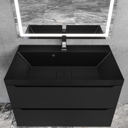 Раковина из искусственного камня Uperwood Classic New RClassicNew80bg 80х50 полувстраиваемая цвет черный - фото 3