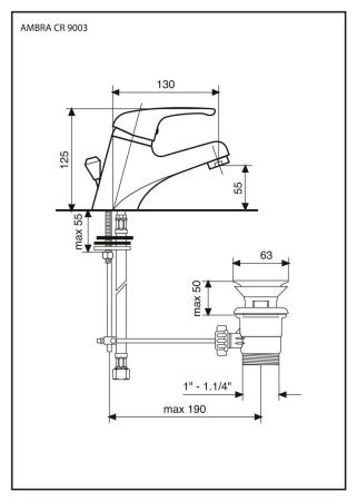 Смеситель для раковины Emmevi Ambra 9003/BO на столешницу белый/золото