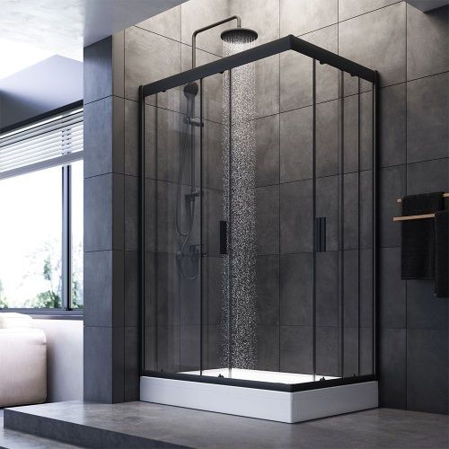Душевой уголок Am.Pm Gem W90G-404-120280-BT 120х80 стекло прозрачное профиль черный без поддона - фото 3