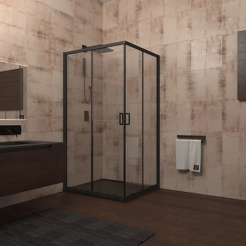 Душевой уголок Veconi Rovigo RV13-90-01-C5 90х90 стекло прозрачное профиль черный без поддона
