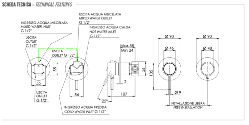 Смеситель для душа Remer X Style X96D3 встраиваемый в стену хром - фото 2